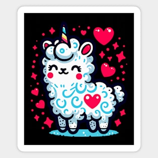 Kawaii rainbow llamacorn unicorn llama of love Magnet